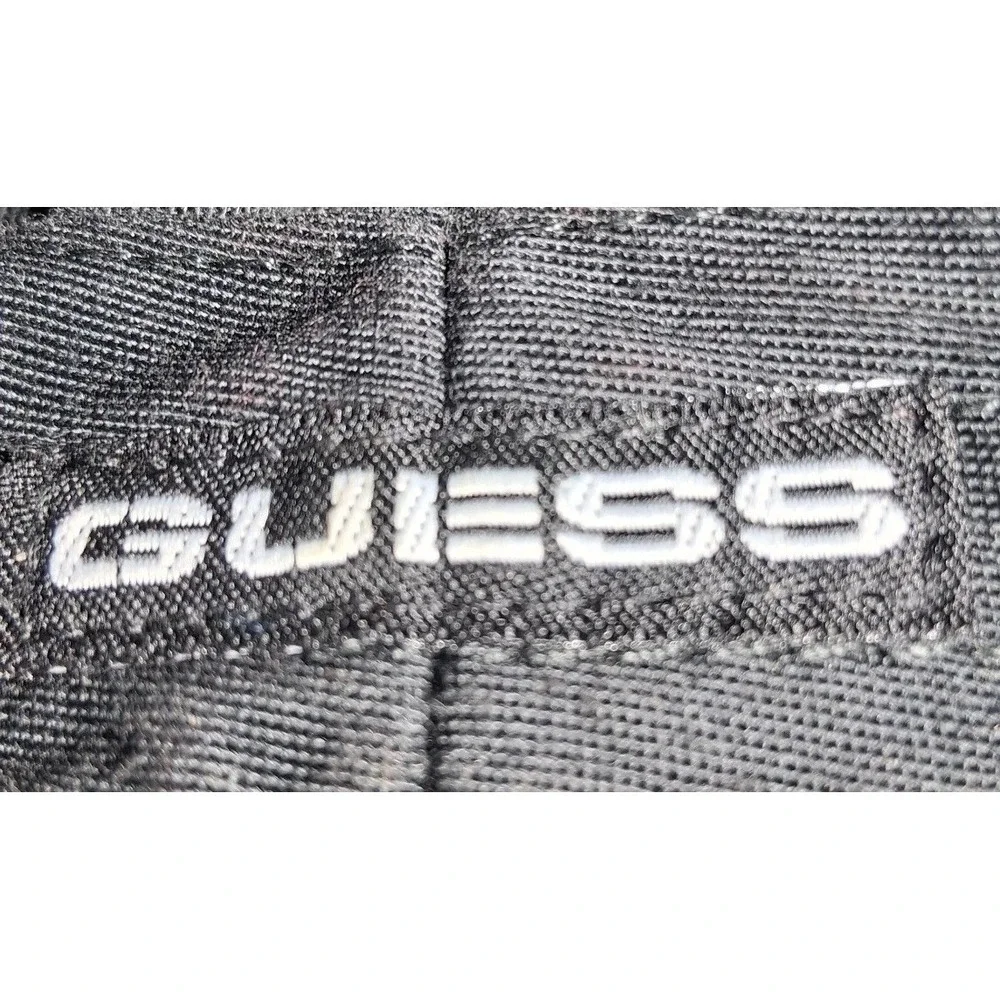 GUESS Womens Black Satin Newsboy Cap Baker Boy Hat 8-Panel Y2K Retro Style